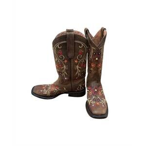 NEW STETSON women's floral flow boots in brown